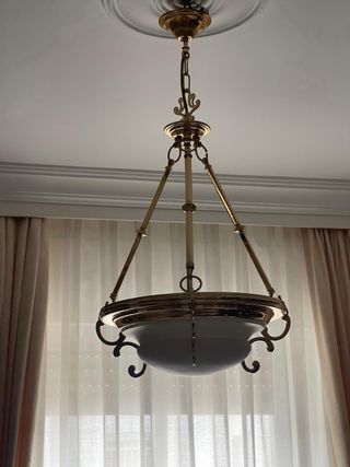 Lámpara colgante dorada clásica cristal