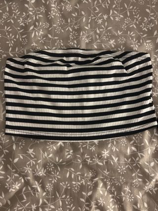 Top sin tirantes rayas blanco y negro