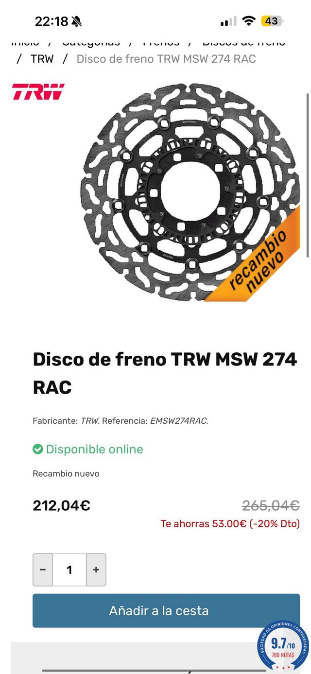 Disco de freno Kawasaki vulcan, versys, z750