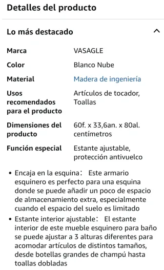 Armario Esquinero Blanco Nuevo