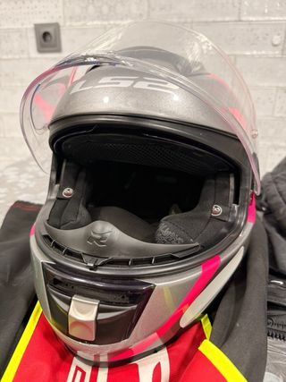 Casco Moto LS2 Mujer Gris y Rosa
