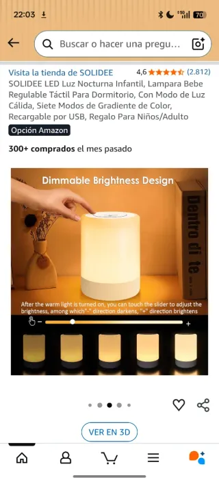 Lámpara LED Táctil Nocturna Infantil