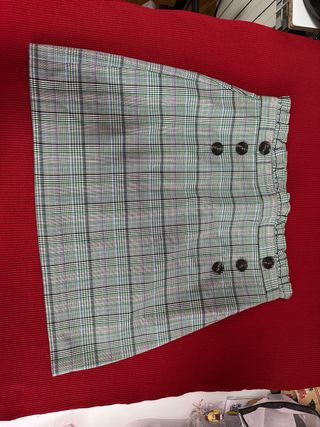 Falda Topshop cuadros gris y verde