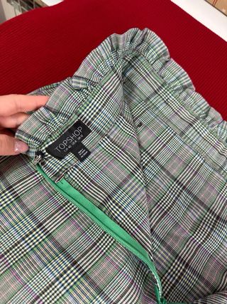 Falda Topshop cuadros gris y verde