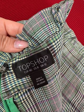 Falda Topshop cuadros gris y verde