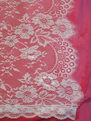 Mantilla encaje y tul blanca 1 75 por 75cm nueva