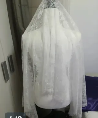Mantilla encaje y tul blanca 1 75 por 75cm nueva