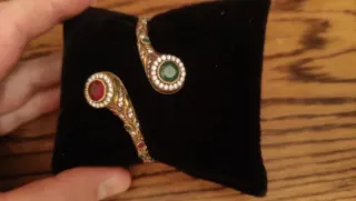 Pulsera Plata Rígida de plata bicolor con Piedras