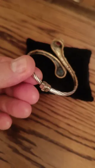 Pulsera Plata Rígida de plata bicolor con Piedras