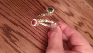 Pulsera Plata Rígida de plata bicolor con Piedras