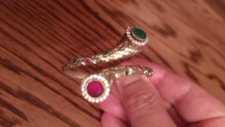 Pulsera Plata Rígida de plata bicolor con Piedras