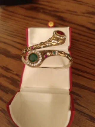 Pulsera Plata Rígida de plata bicolor con Piedras