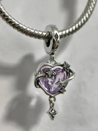 Colgante Corazón Morado y Plata 925