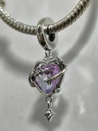 Colgante Corazón Morado y Plata 925