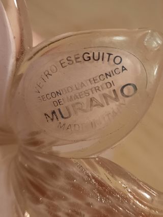 Fiore Murano Vetro Trasparente Rosa