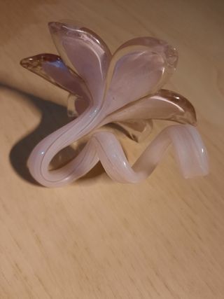 Fiore Murano Vetro Trasparente Rosa