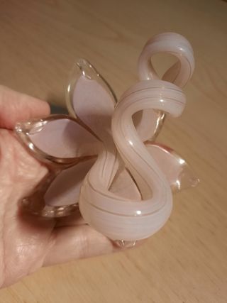 Fiore Murano Vetro Trasparente Rosa