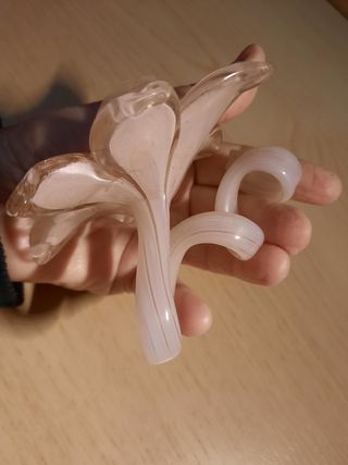 Fiore Murano Vetro Trasparente Rosa