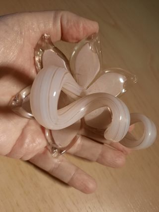 Fiore Murano Vetro Trasparente Rosa