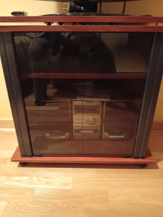 Mueble madera y cristal para televisión y/o sonido