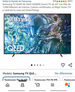 Samsung smart TV QLED 4K 2024 43Q60D como nueva