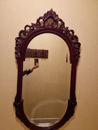 Conjunto de mueble recibidor, espejo y silla