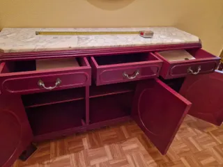 Conjunto de mueble recibidor, espejo y silla