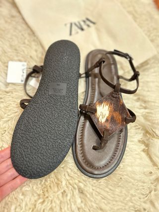 Sandalias Zara Piel Estampado Animal(talla 38)