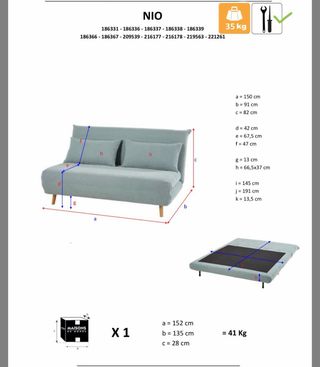 Sofá cama de 2 plazas gris
