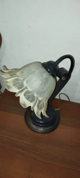 Lampadario e 2 abat jour in vetro e metallo