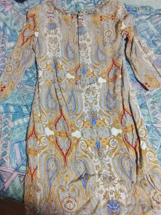 Vestido manga 3/4 viscosa estampado