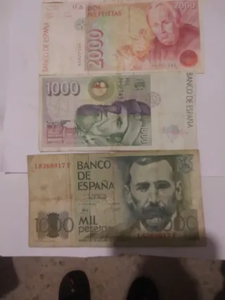 Lote Billetes 5000, 2000 y 1000 Pesetas