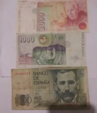 Lote Billetes 5000, 2000 y 1000 Pesetas