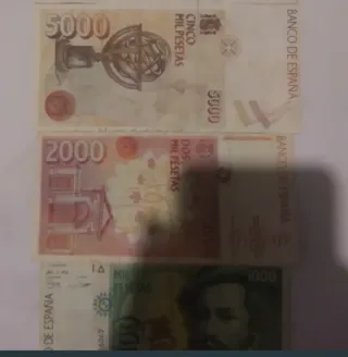 Lote Billetes 5000, 2000 y 1000 Pesetas
