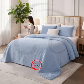 Coperta in velluto a coste blu