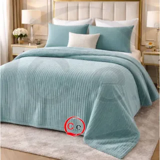 Coperta in velluto a coste blu