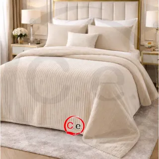 Coperta in velluto a coste blu