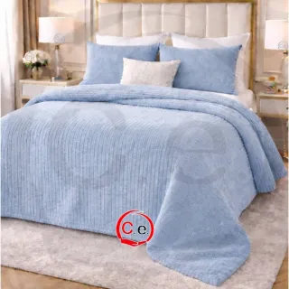 Coperta in velluto a coste blu