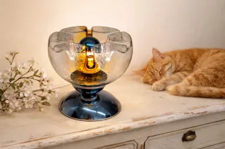 Candeeiro vintage vidro e metal