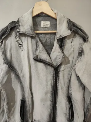 Cazadora Biker Gris Desgastada Talla M