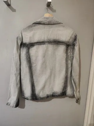 Cazadora Biker Gris Desgastada Talla M