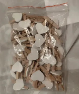 Pinzas Corazón Madera Blancas Pequeñas