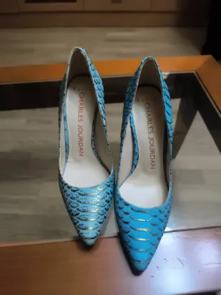 Zapatos Charles Jourdan Talla 36 Azul y Dorado