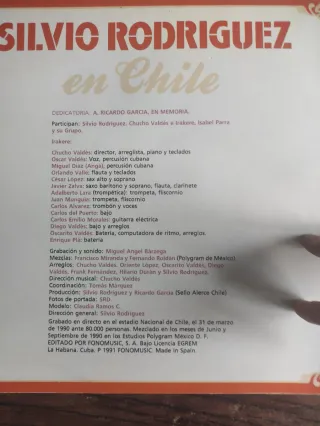 Triple LP Silvio Rodríguez en Chile 1990