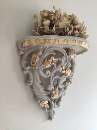 Ménsula-Repisa decorativa dorado y lino