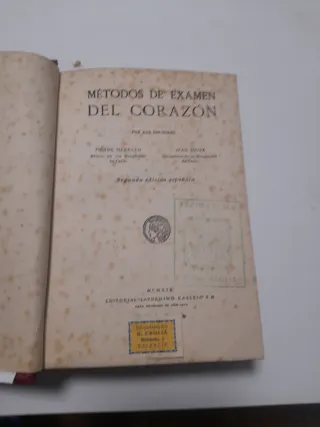 LIBRO ANTIGUO METODOS DE EXAMEN DEL CORAZON 1919