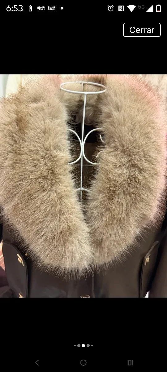 Chaqueta Ecopiel Marrón con Cuello Peludo