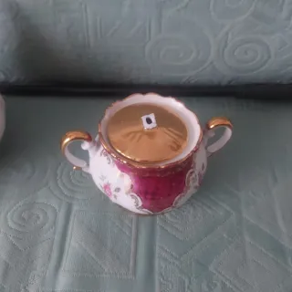 Set Teiera e Zuccheriera Porcellana Oro