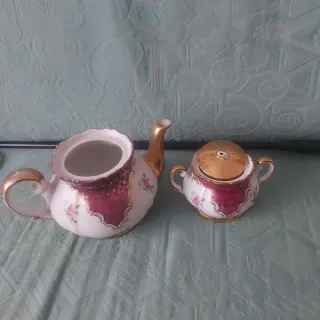 Set Teiera e Zuccheriera Porcellana Oro