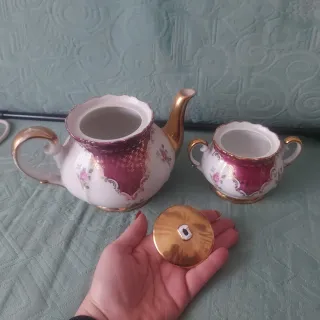 Set Teiera e Zuccheriera Porcellana Oro